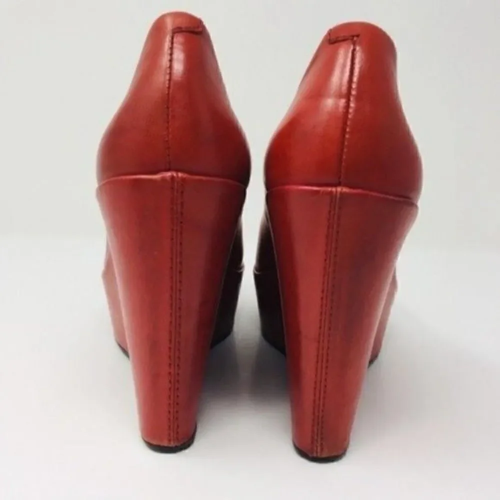 Kork east closed toe platform wedges light chestnut leather BoxG